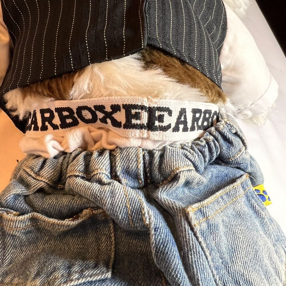 Build A Bear Workshop‎ BABW Brown White Puppy Dog Retired Jeans Sneakers Boxers - Picture 5 of 5